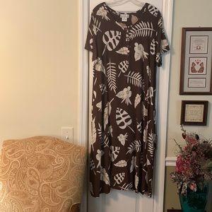 Brown and beige dress.